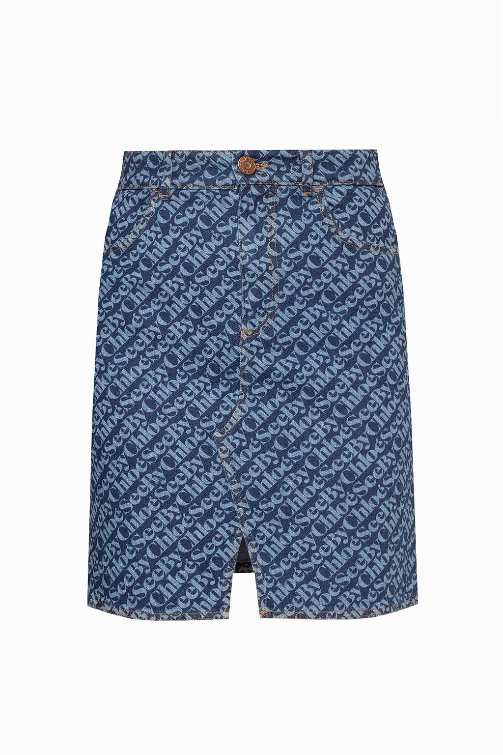 Denim skirt with logo