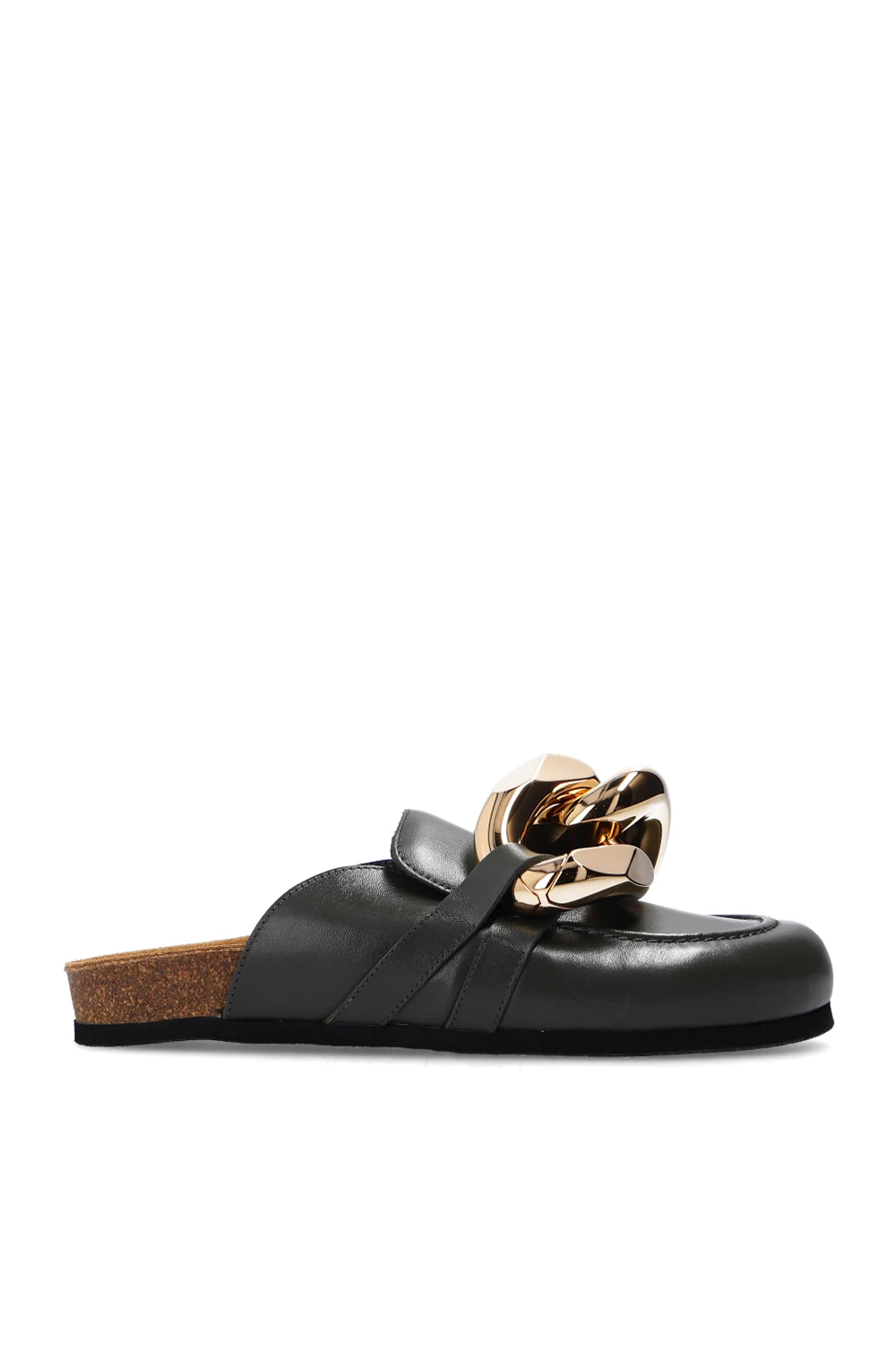 GREEN Leather slides