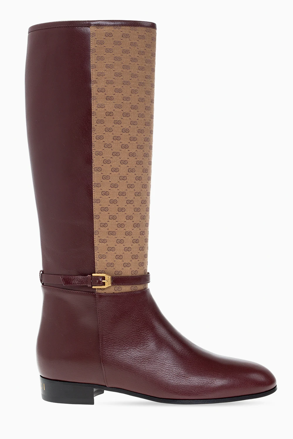 BURGUNDY Knee-high boots with logo