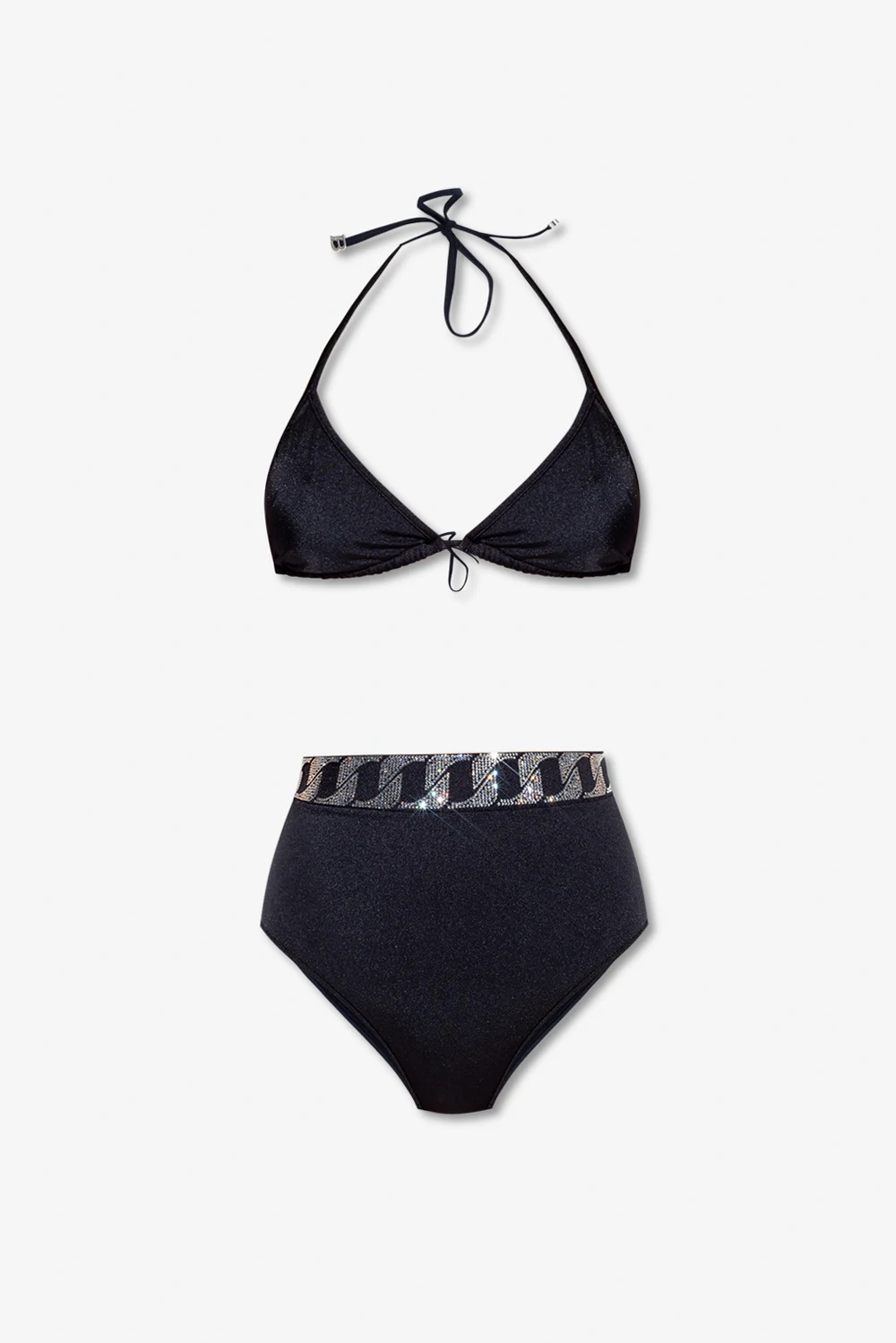 BLACK Bikini with logo appliqué