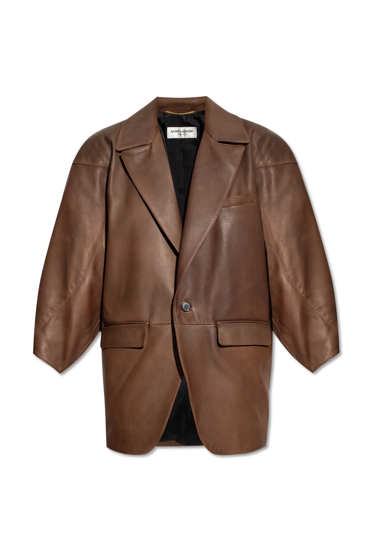 BROWN Relaxed-fitting leather blazer