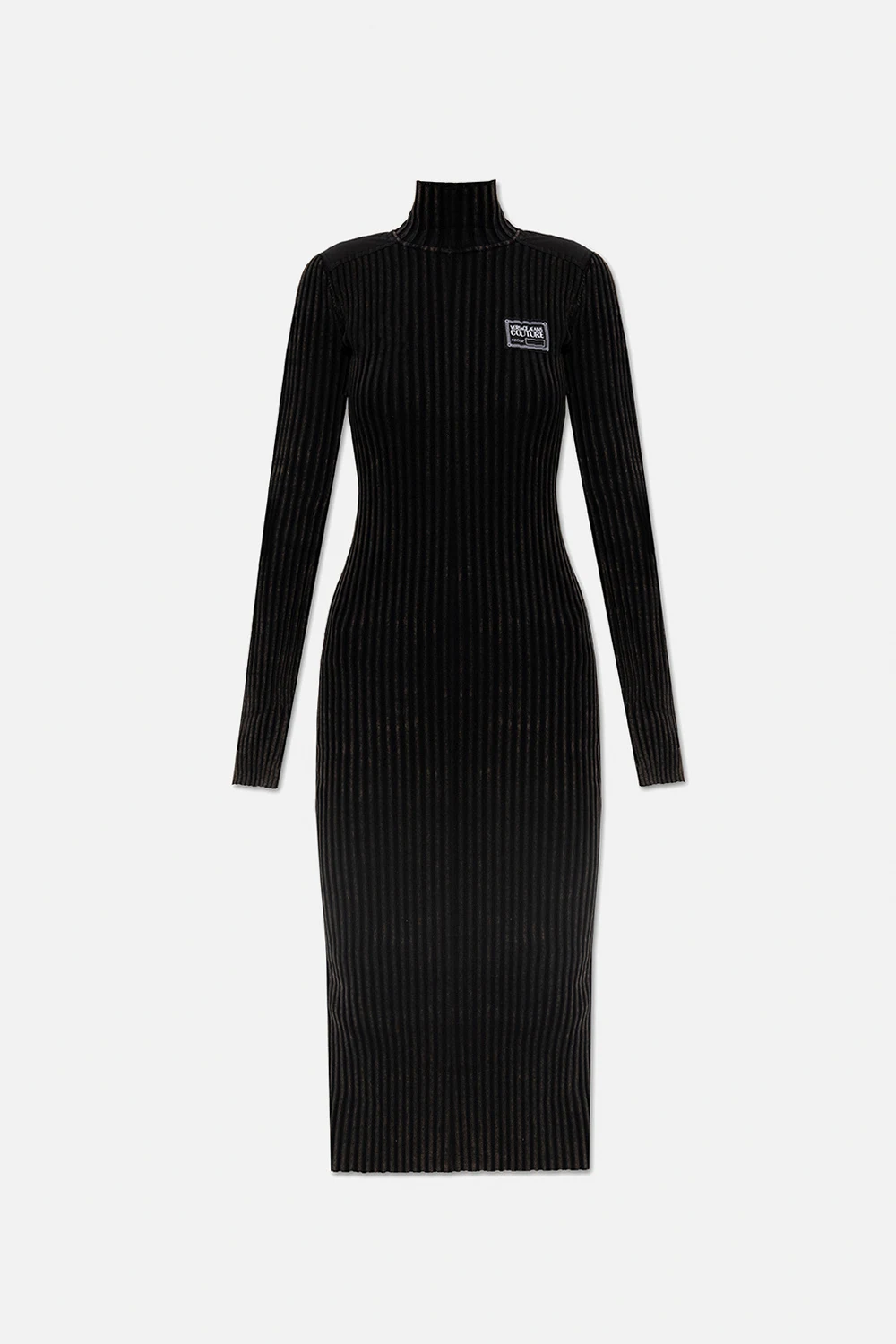 BROWN Ribbed dress with logo