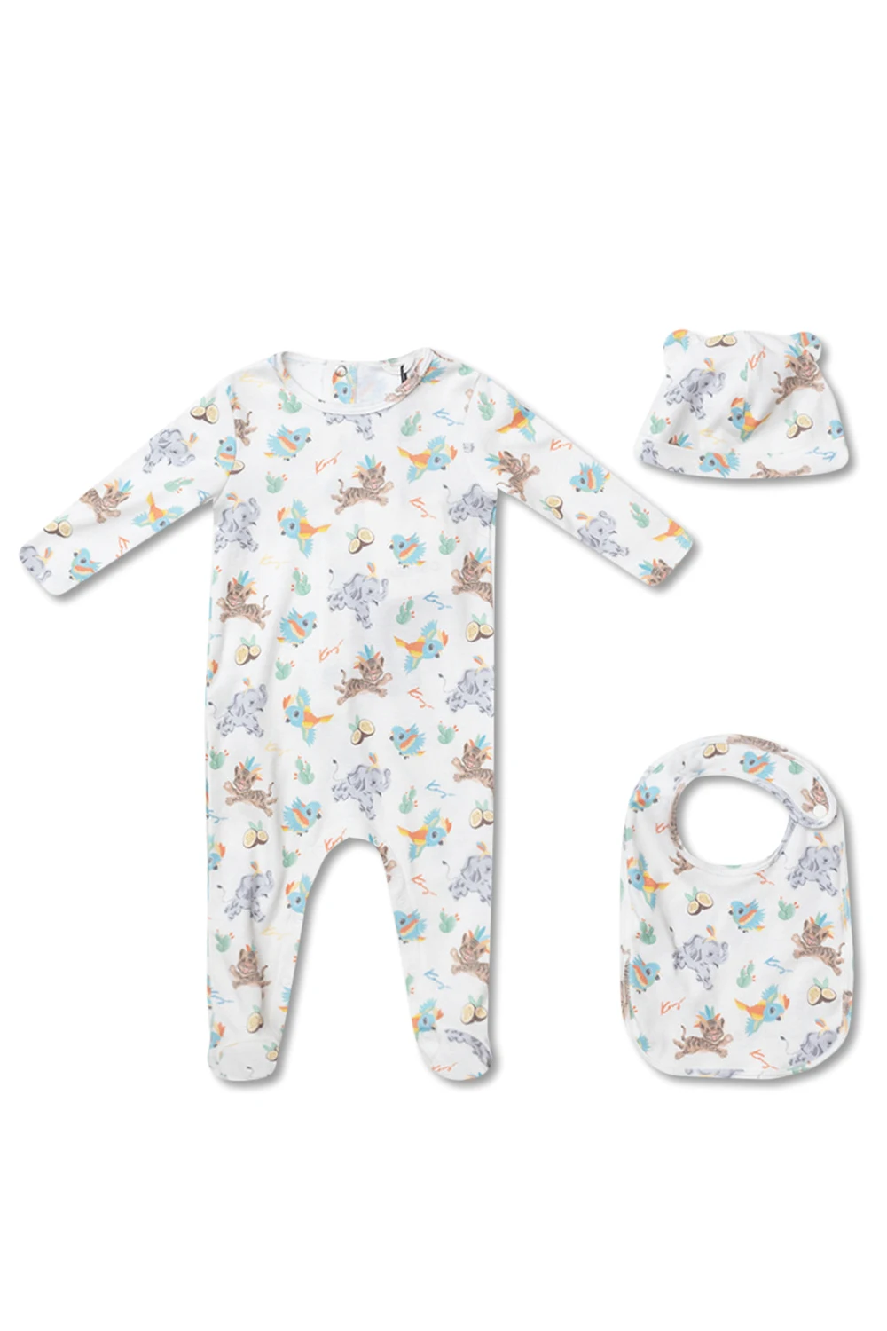 Romper suit, bib and hat set