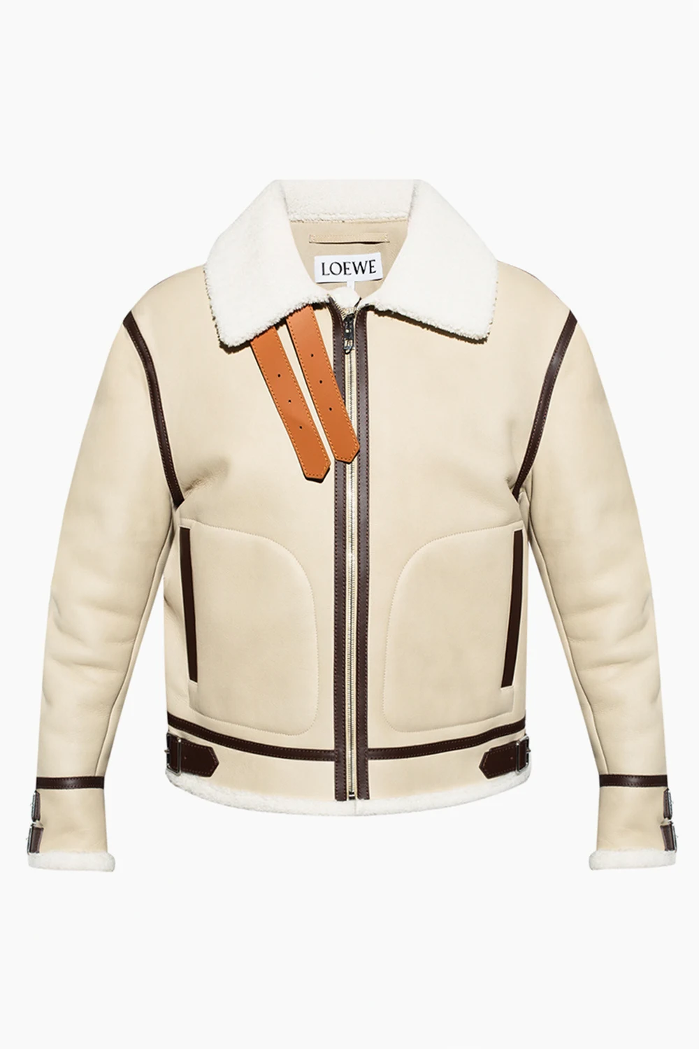 beige Shearling jacket with pockets