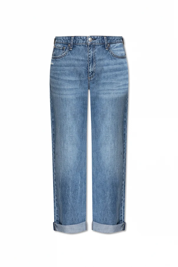 NIEBIESKI Jeansy z efektem `vintage`