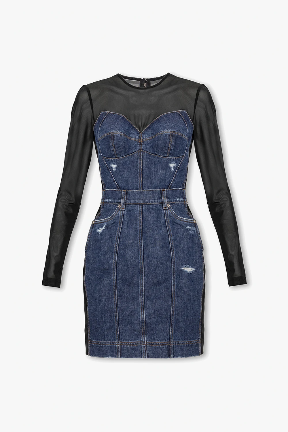 BLUE Dress with sheer inserts