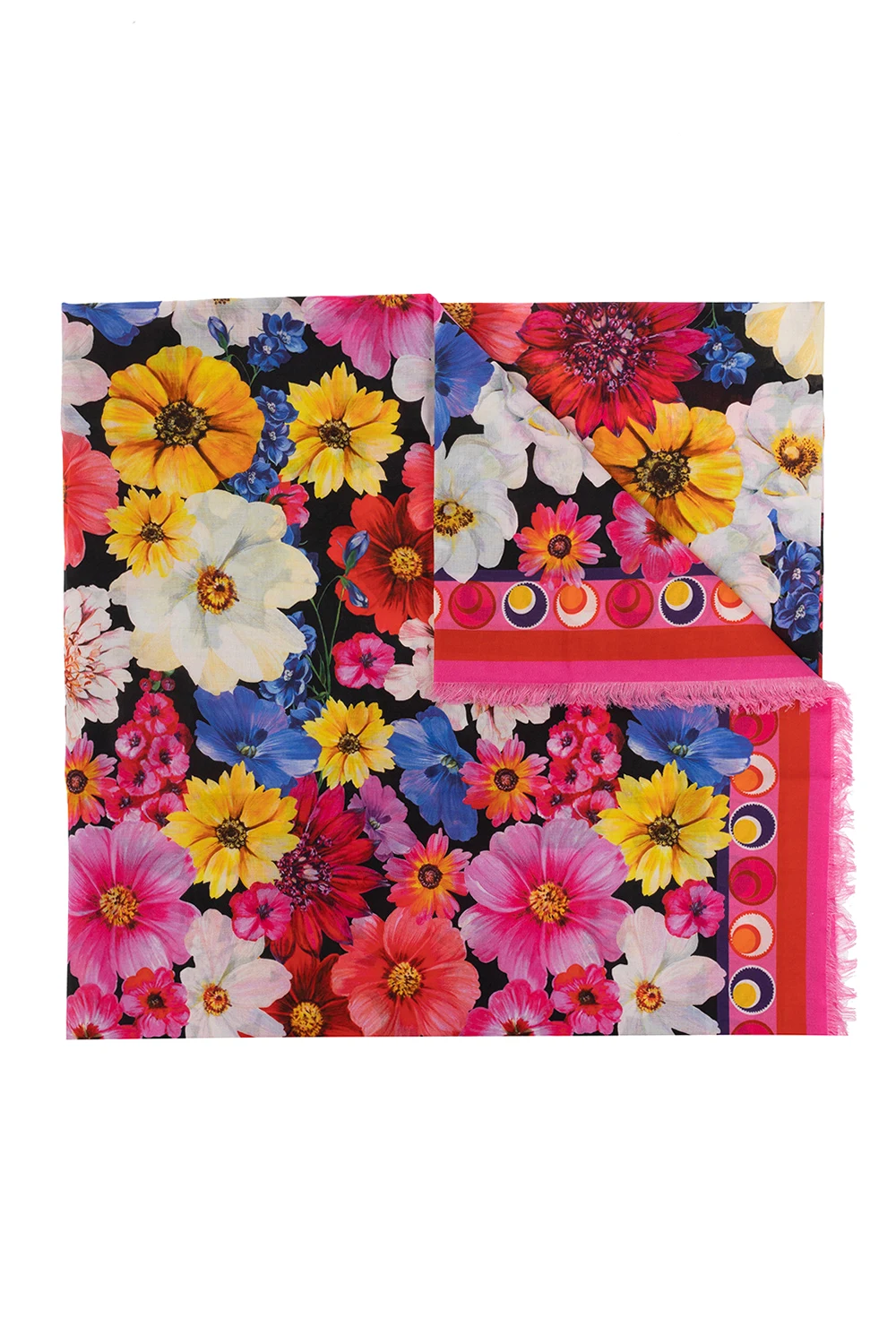 PINK Cotton scarf with floral motif