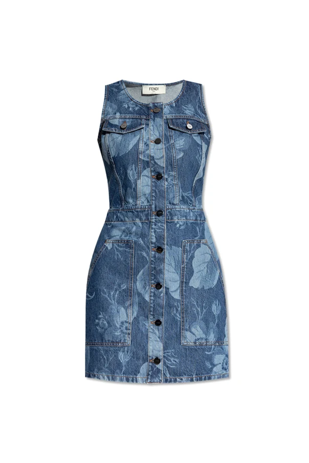 BLAU Ärmelloses Jeanskleid
