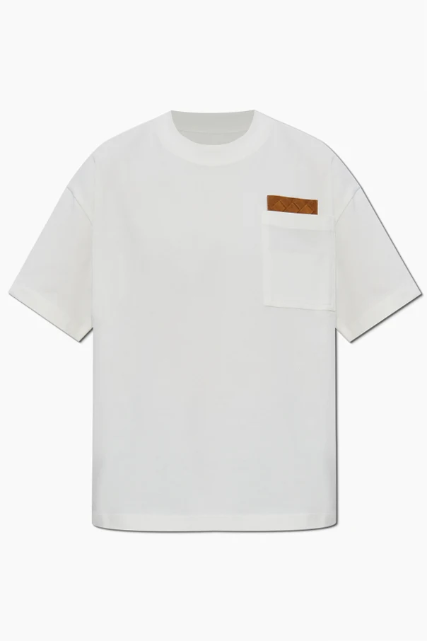 kremowy T-shirt z kieszenią