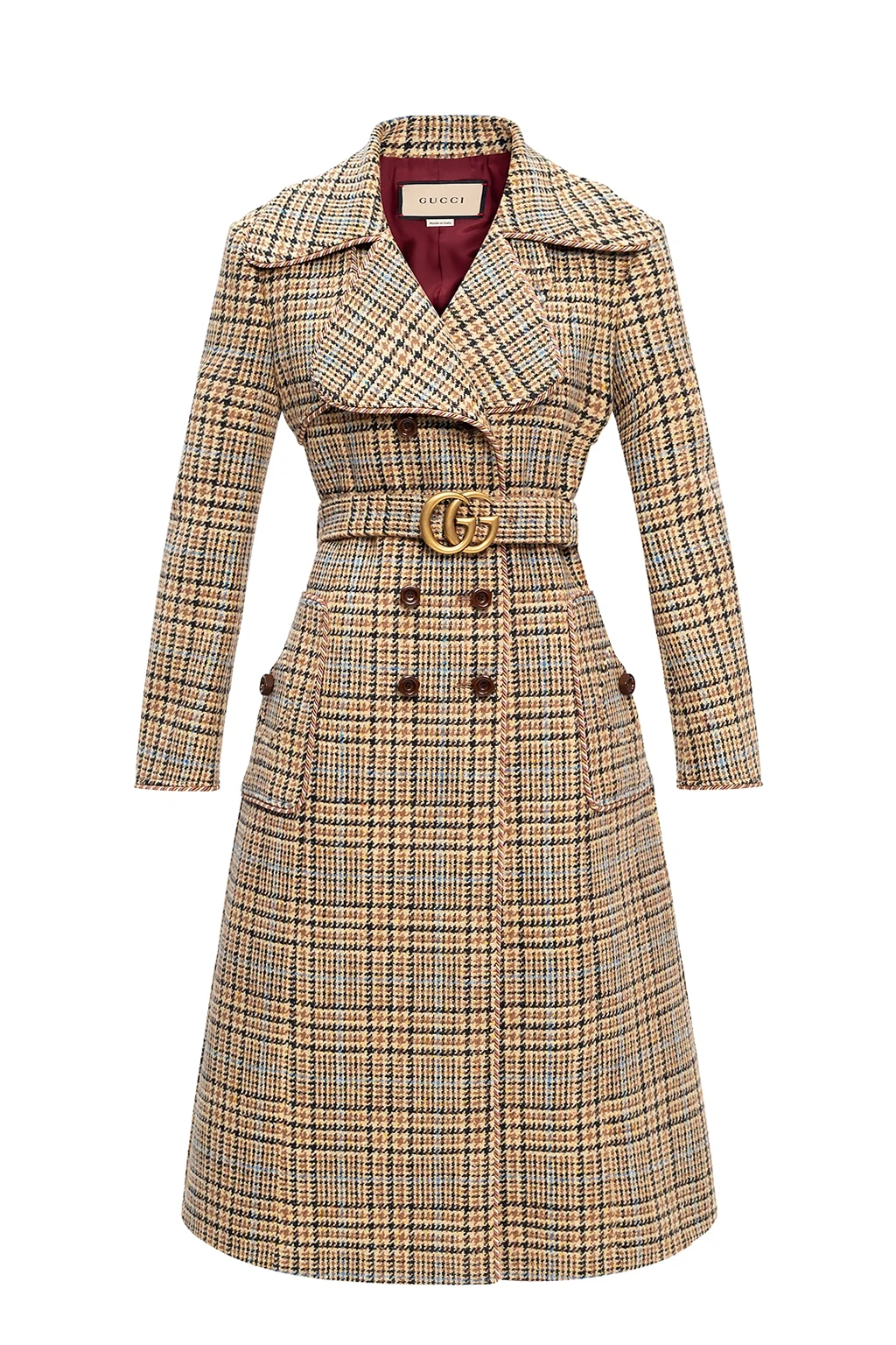 Double-breasted coat with belt