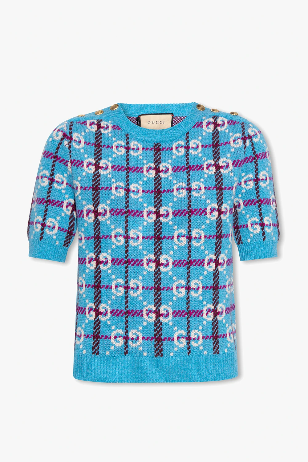 Wool sweater with short sleeves