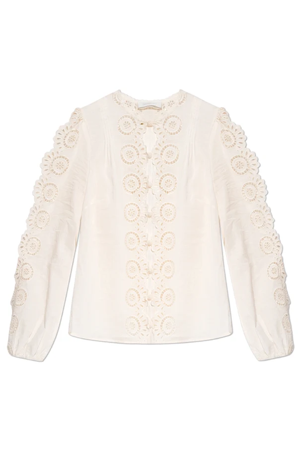 CREME Hemd mit dekorativer Stickerei