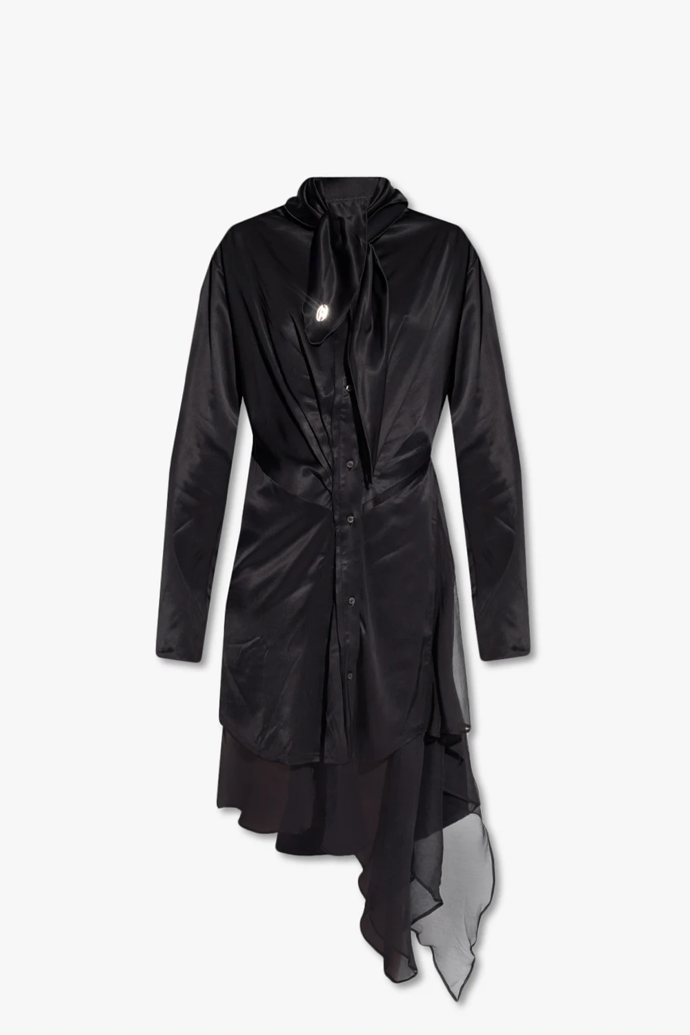 BLACK ‘D-ENTELA-LONG’ satin dress