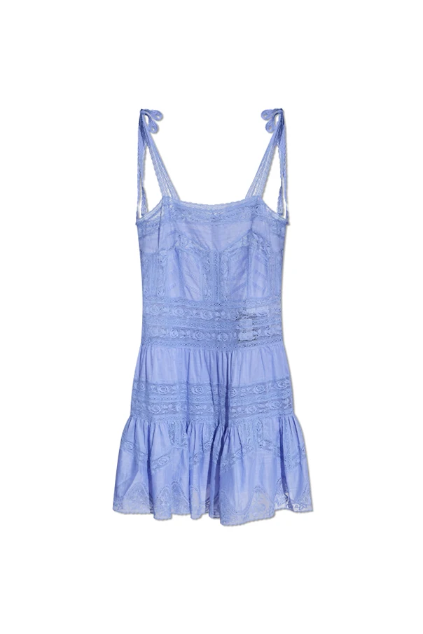 BLAU Kleid mit Spitzeneinsätzen