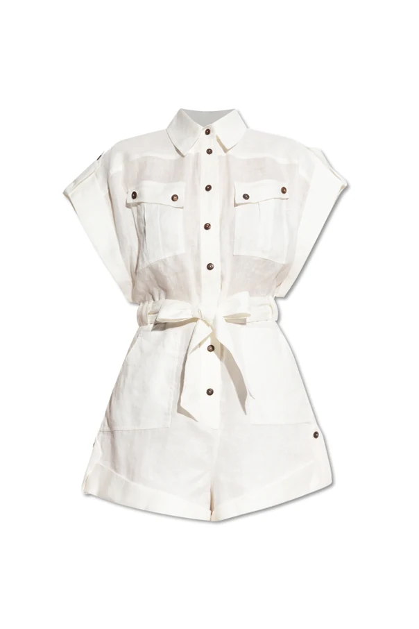 WEISS Overall mit Taillengürtel