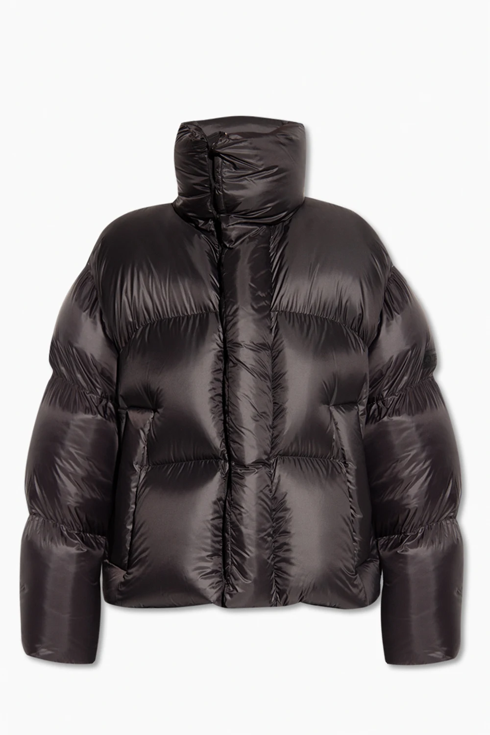 BLACK Down jacket with stand collar
