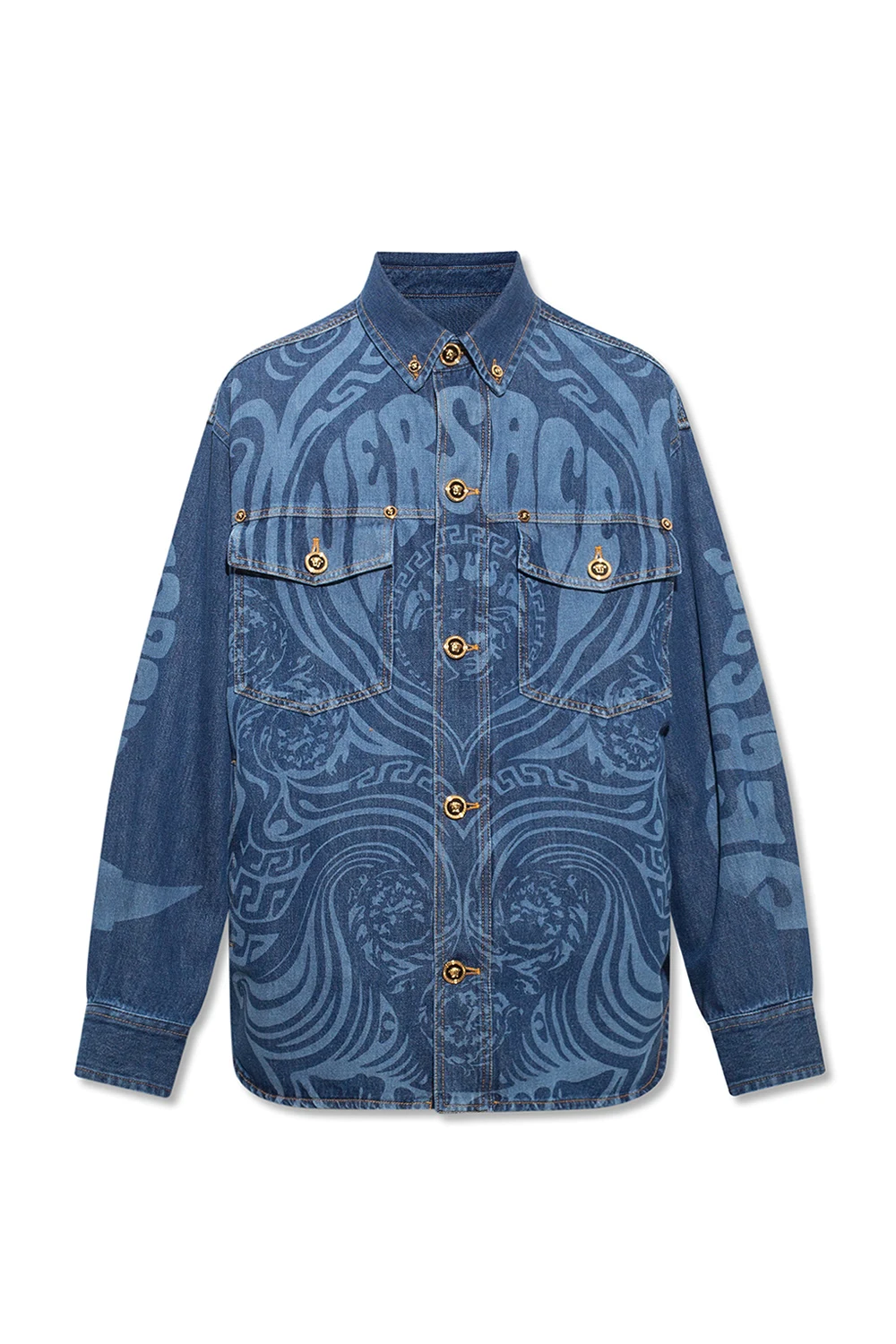 NAVY BLUE Patterned denim shirt
