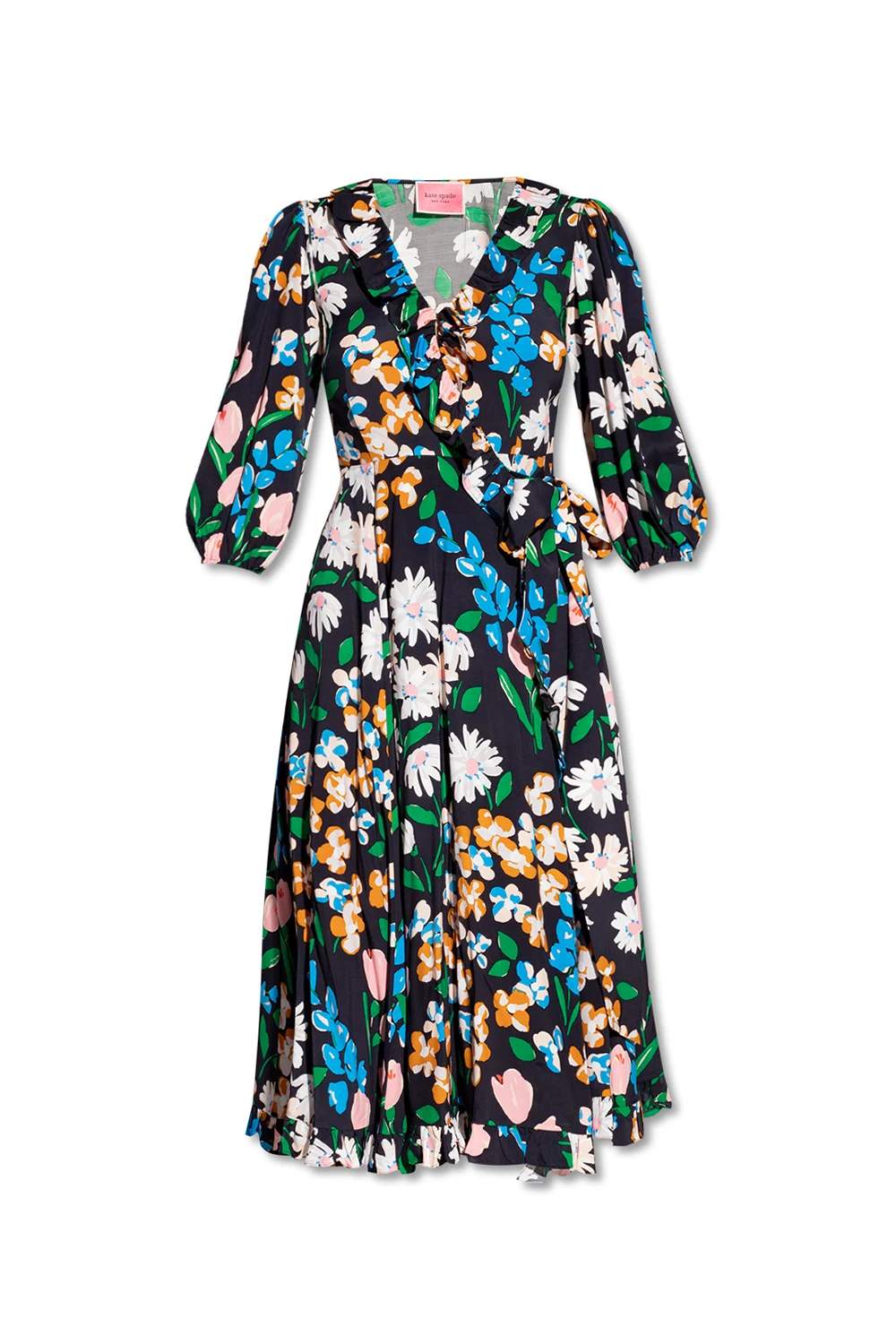 BLACK Wrap dress with floral motif