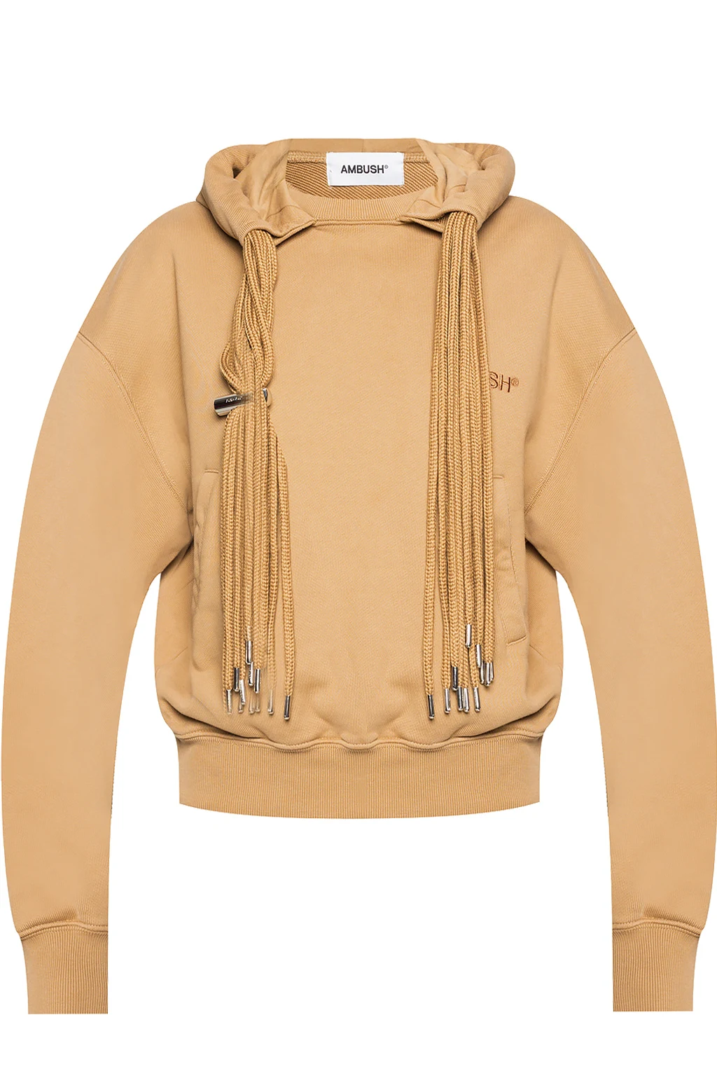 beige Logo-embroidered hoodie