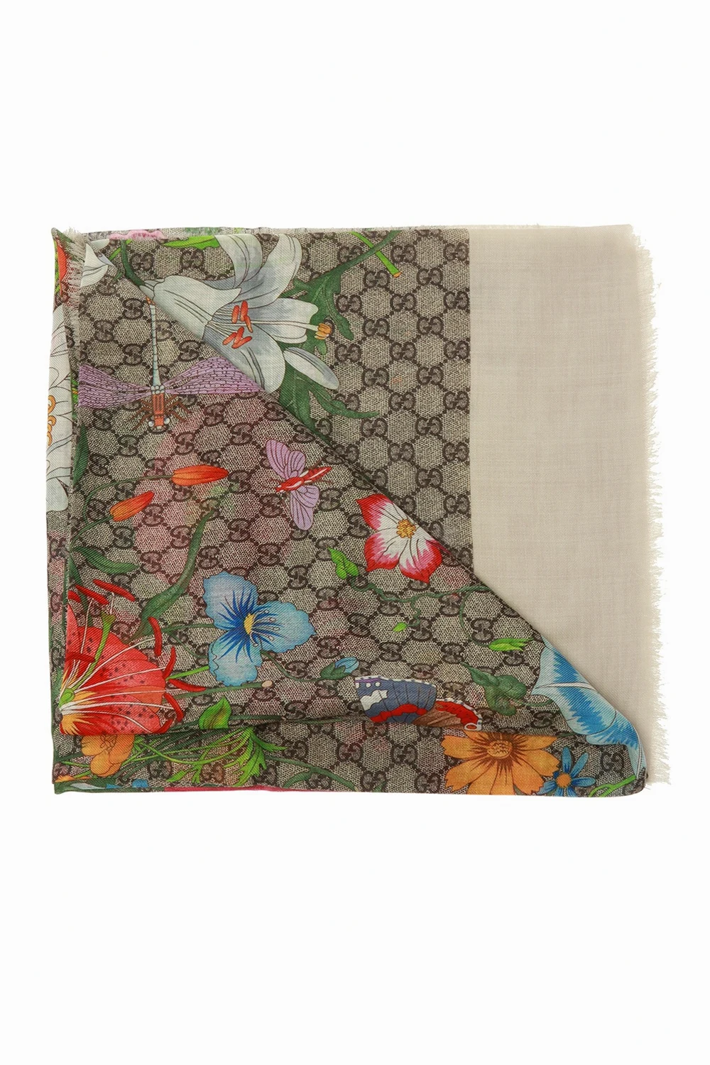 MULTICOLOUR Patterned scarf with ‘Flora’ motif