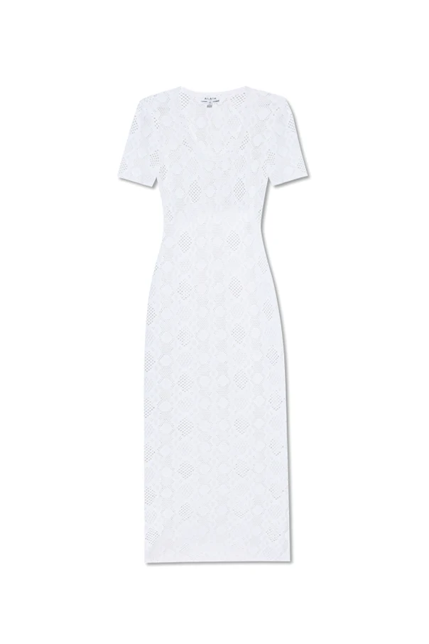 WEISS Kleid mit kurzen Ärmeln