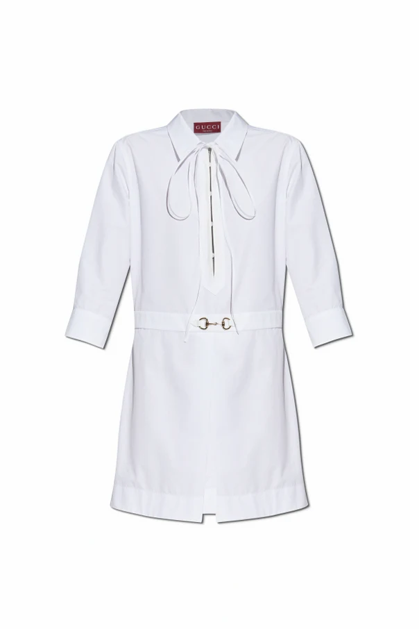 WEISS Kleid mit Applikation in der Taille