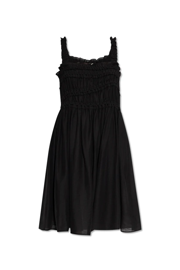 SCHWARZ Trägerkleid mit Drapierungen