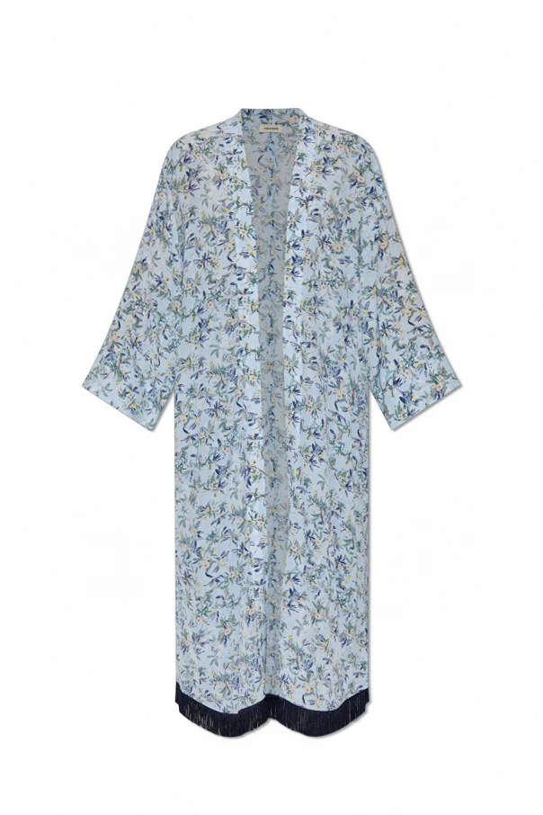 jasnoniebieski Kimono z motywem kwiatowym