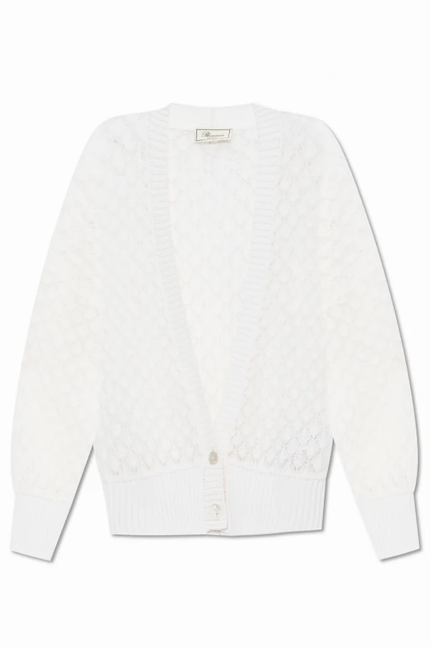 WEISS Cardigan mit Mohair-Besatz