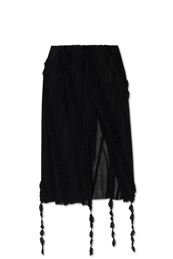 SCHWARZ Rock mit dekorativem Abschluss