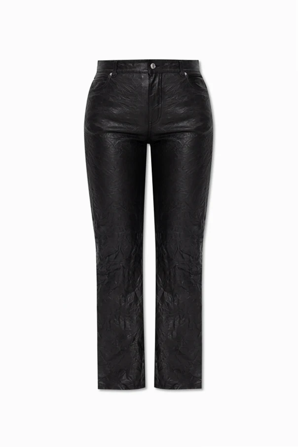 CZARNY Skórzane spodnie `Evy`