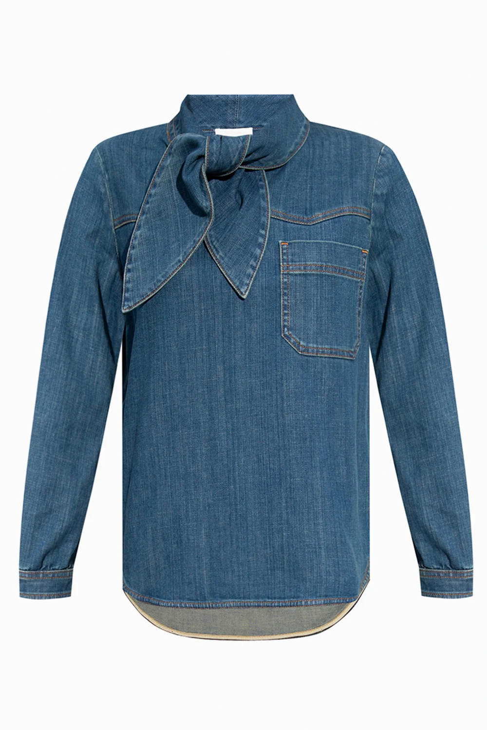 Long-sleeved denim top
