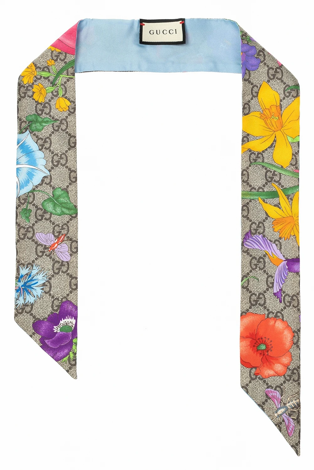 light blue GG Flora scarf