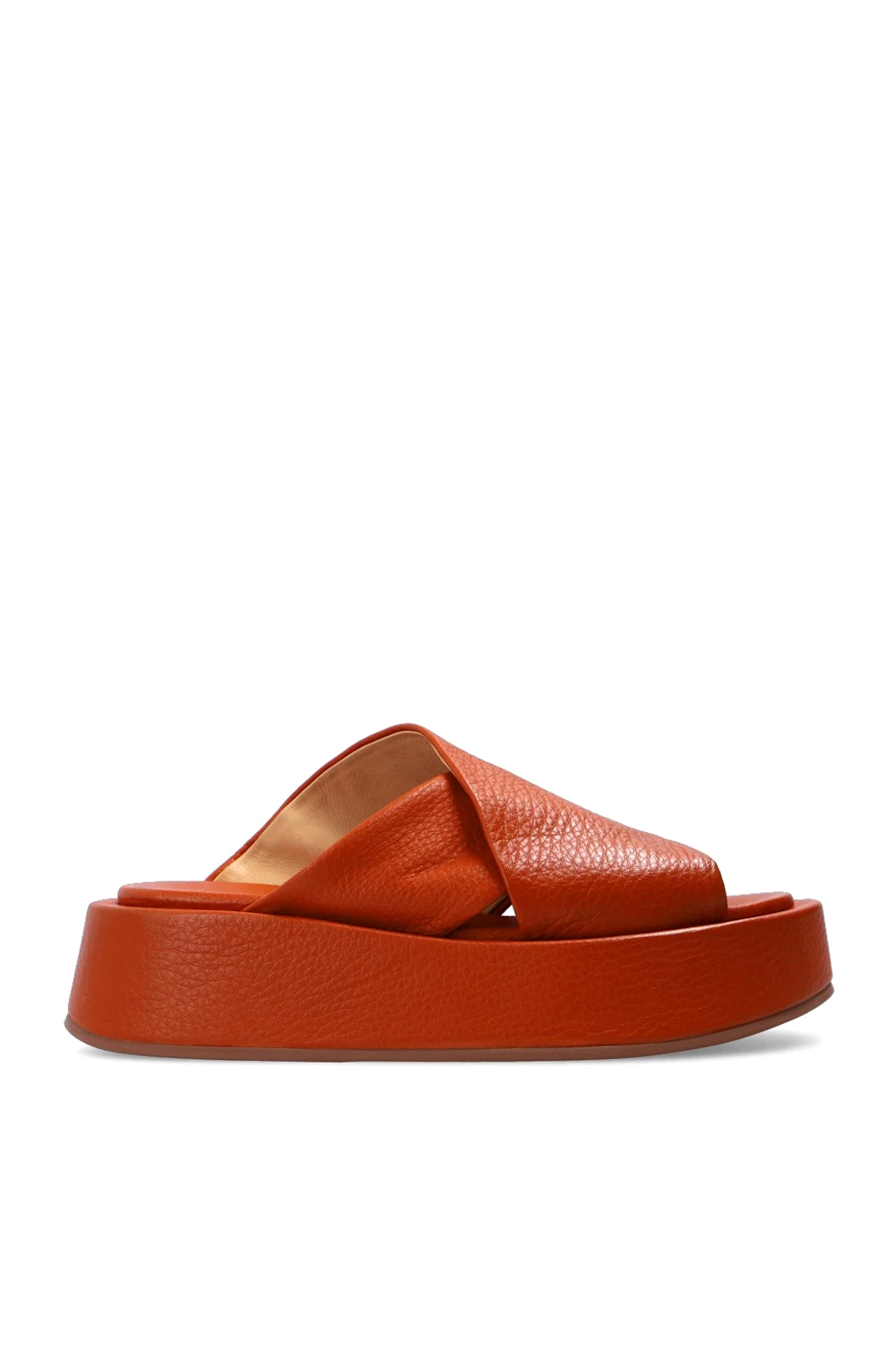 Leather platform slides