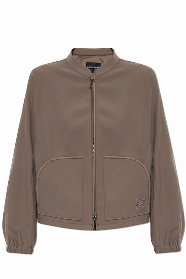 BROWN Jacket with embroidered logo