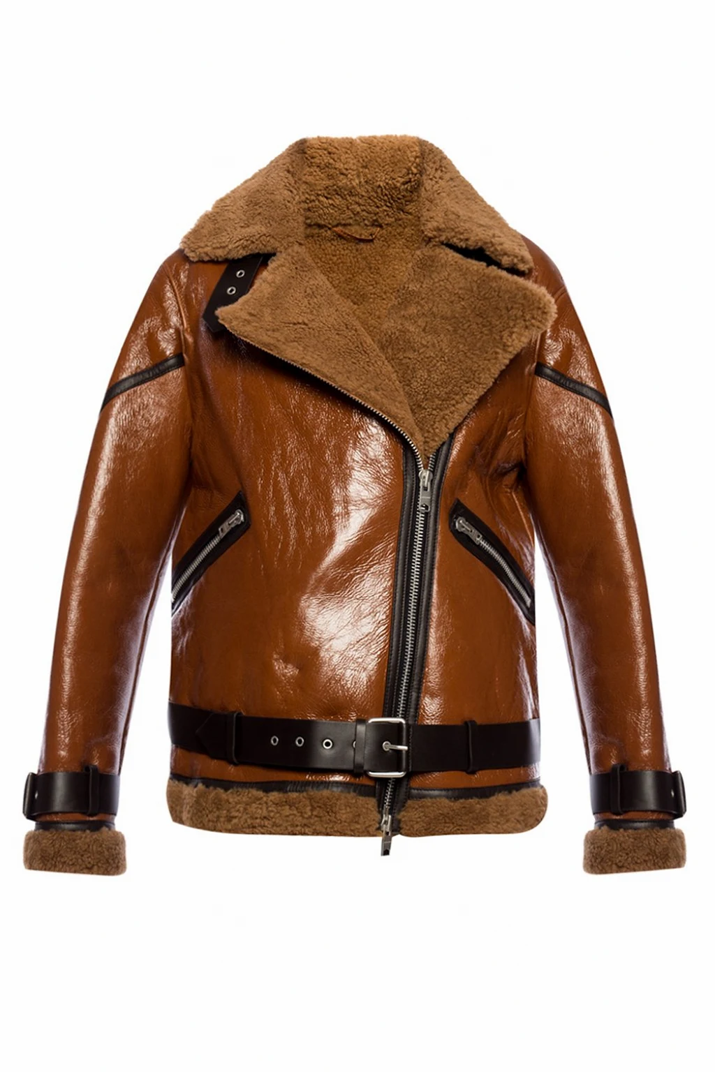 BROWN ‘Hawley’ jacket with fur trim