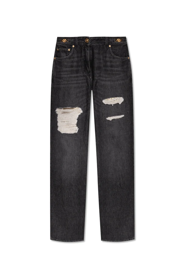 SZARY Jeansy z nogawkami o prostym kroju