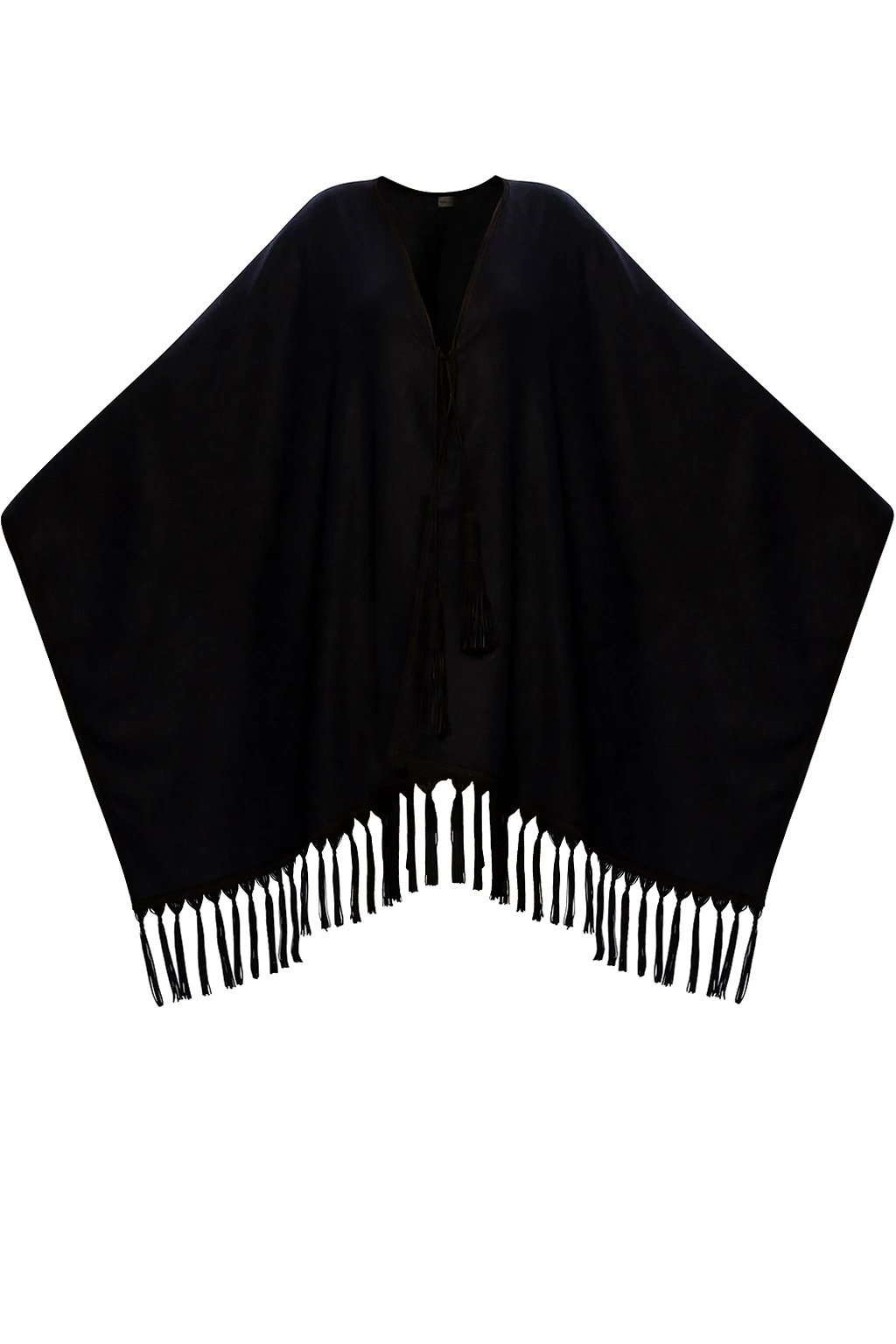 Fringed cashmere poncho