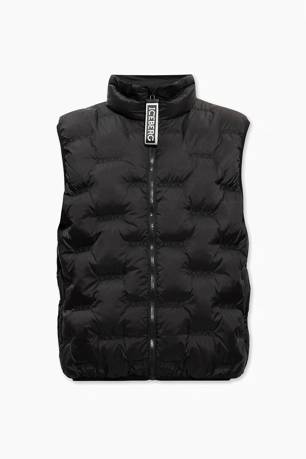 BLACK Quilted vest with collar