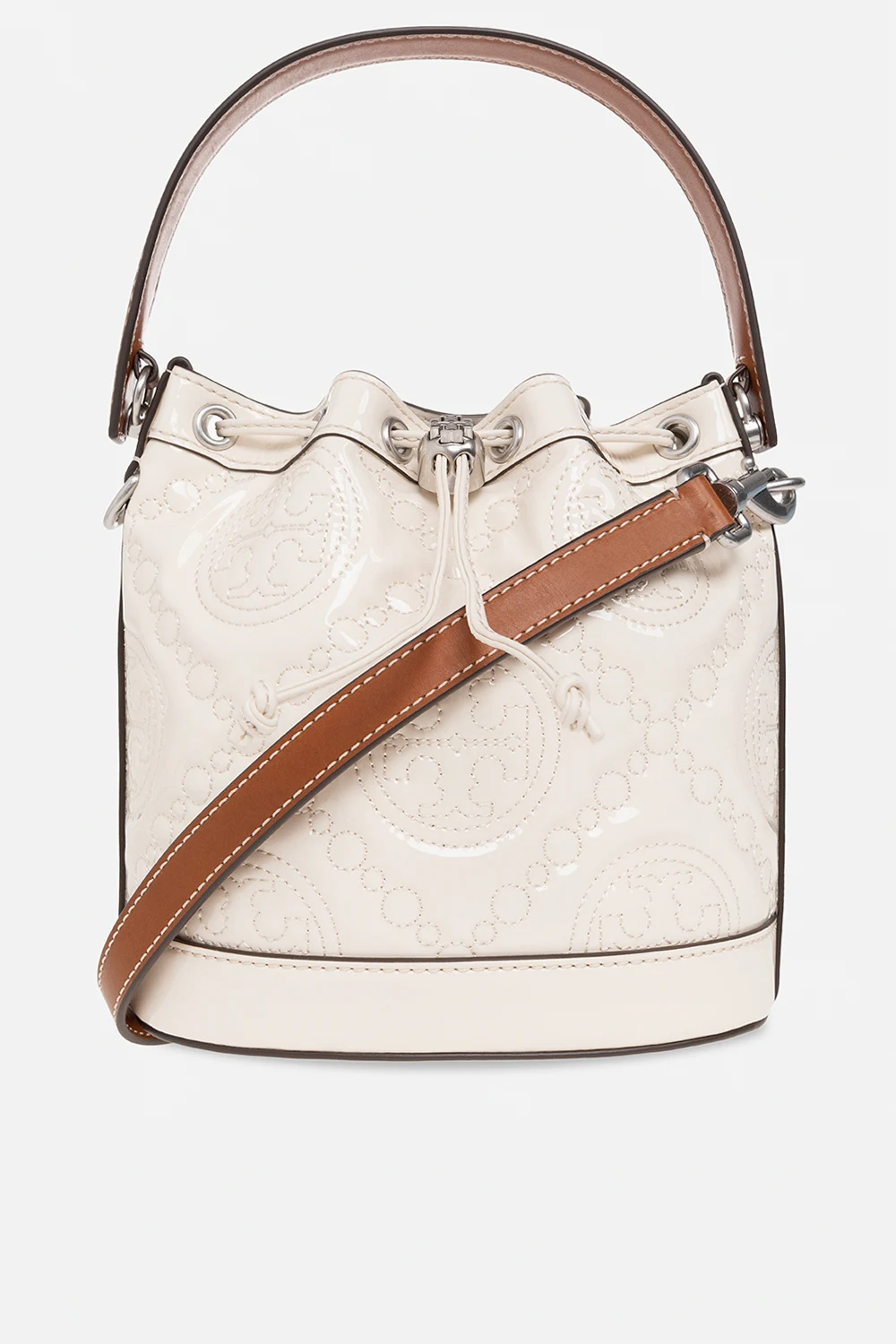 cream ‘T Monogram Puffy’ glossy bucket shoulder bag