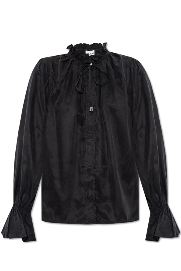 SCHWARZ Rüschenbluse