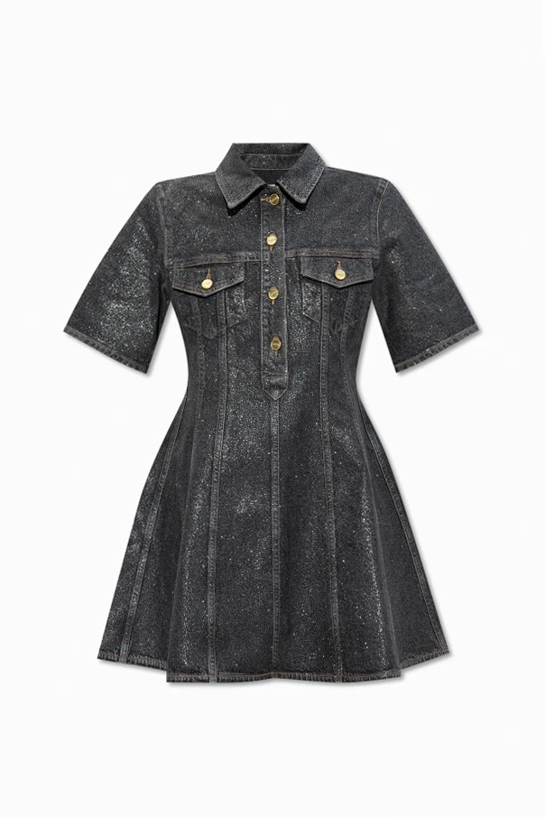 SCHWARZ Ausgestelltes Jeanskleid