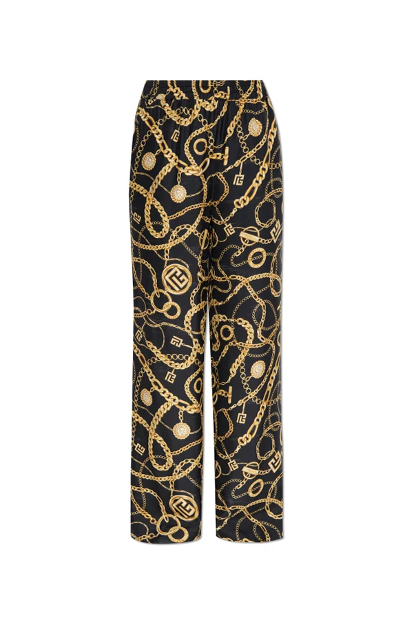 SCHWARZ Bedruckte Seidenhose