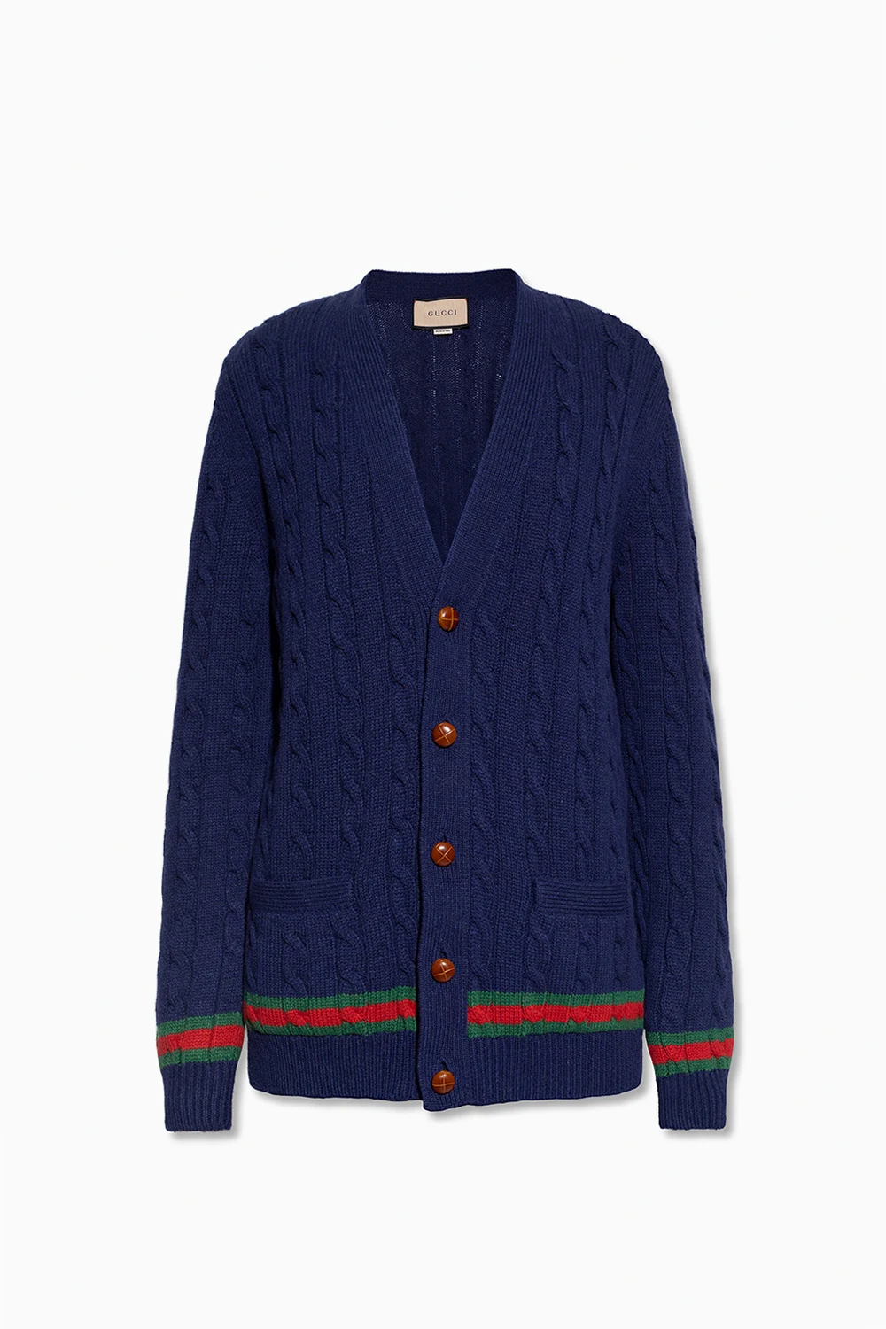 NAVY BLUE Cardigan with Web stripe