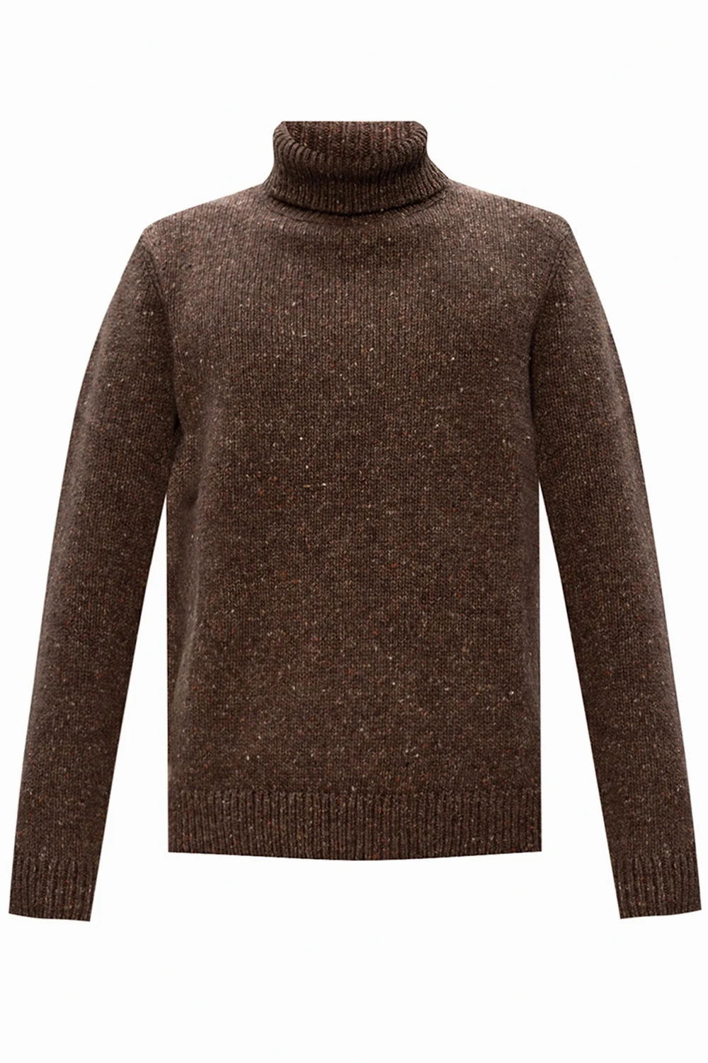 BROWN Rib-knit turtleneck sweater