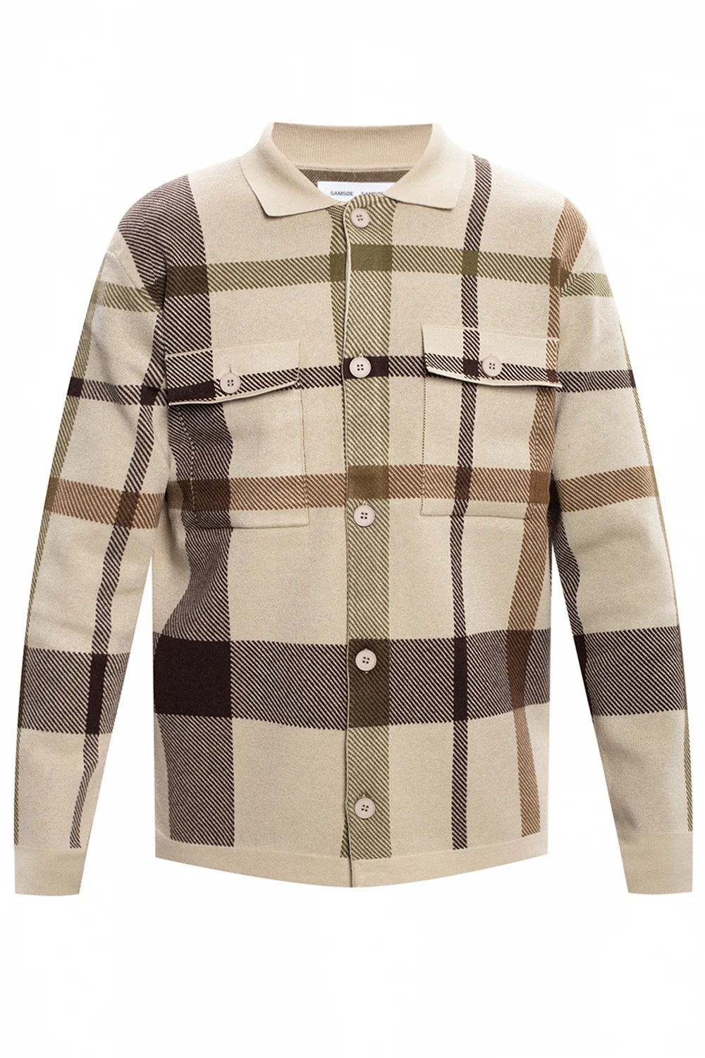 beige Checked cardigan