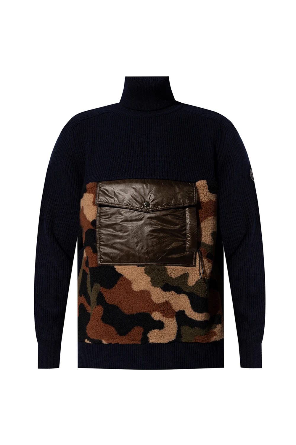 NAVY BLUE Turtleneck sweater with camo motif