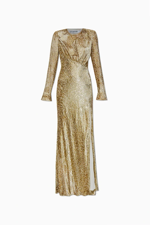 GOLD Dress with shoulder pads