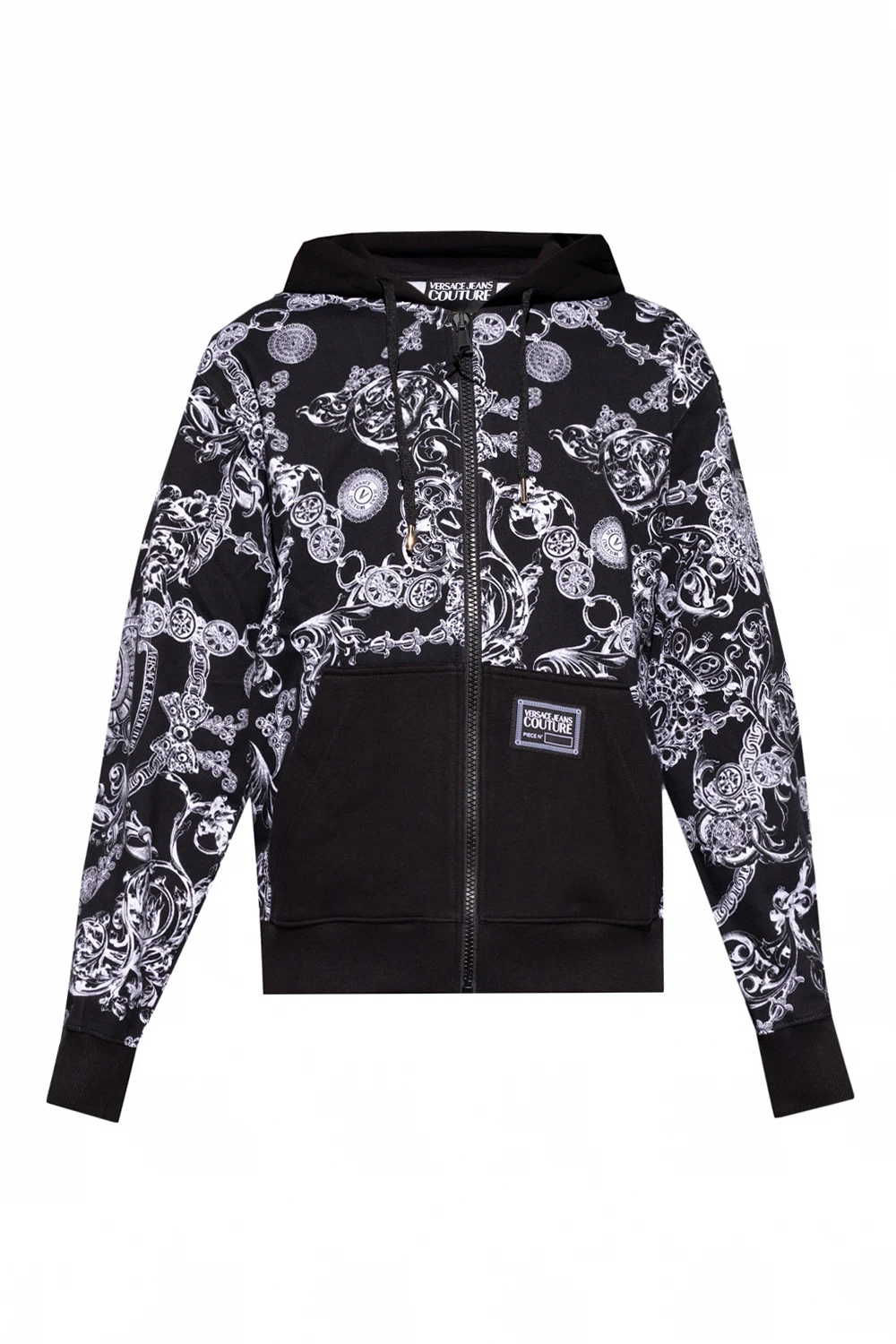 BLACK Hoodie with Baroque print