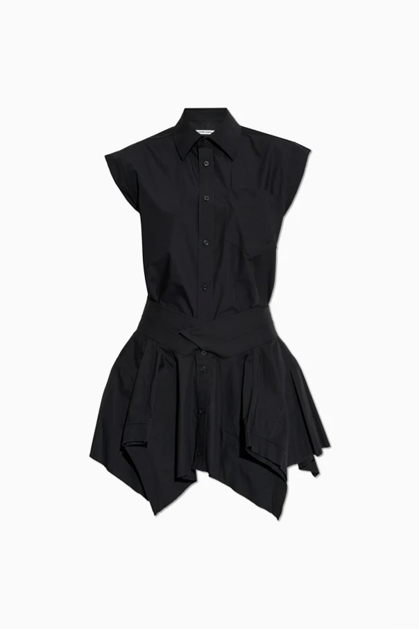 SCHWARZ Kleid mit asymmetrischem Saum